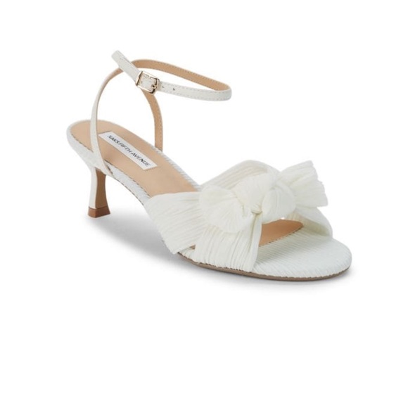 Saks Fifth Avenue Shoes - SAKS FIFTH AVENUE Sammy Pleated Kitten Heel Sandals
